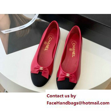 Chanel Lambskin & Patent Calfskin Black/RED Ballerinas G39999 2023
